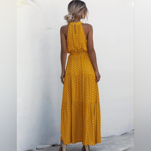 SHEIN yellow sleeveless polka dot maxi dress - Picture 10 of 10